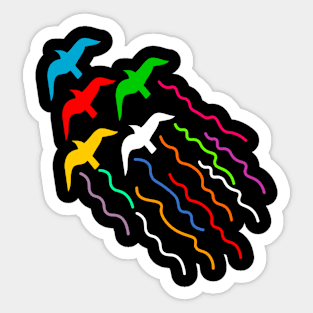 Magical flying birds trail Sticker